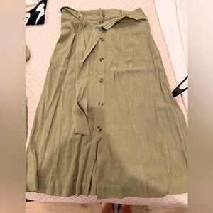 Forever 21 Olive Button-Front Maxi Skirt with Tie Waist